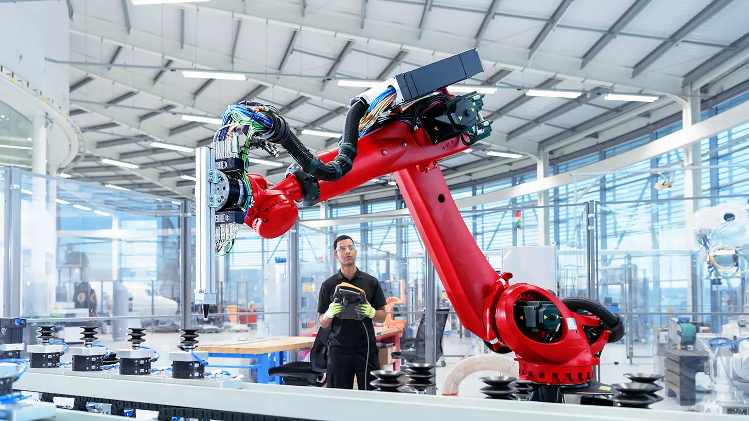A man looking at a machine