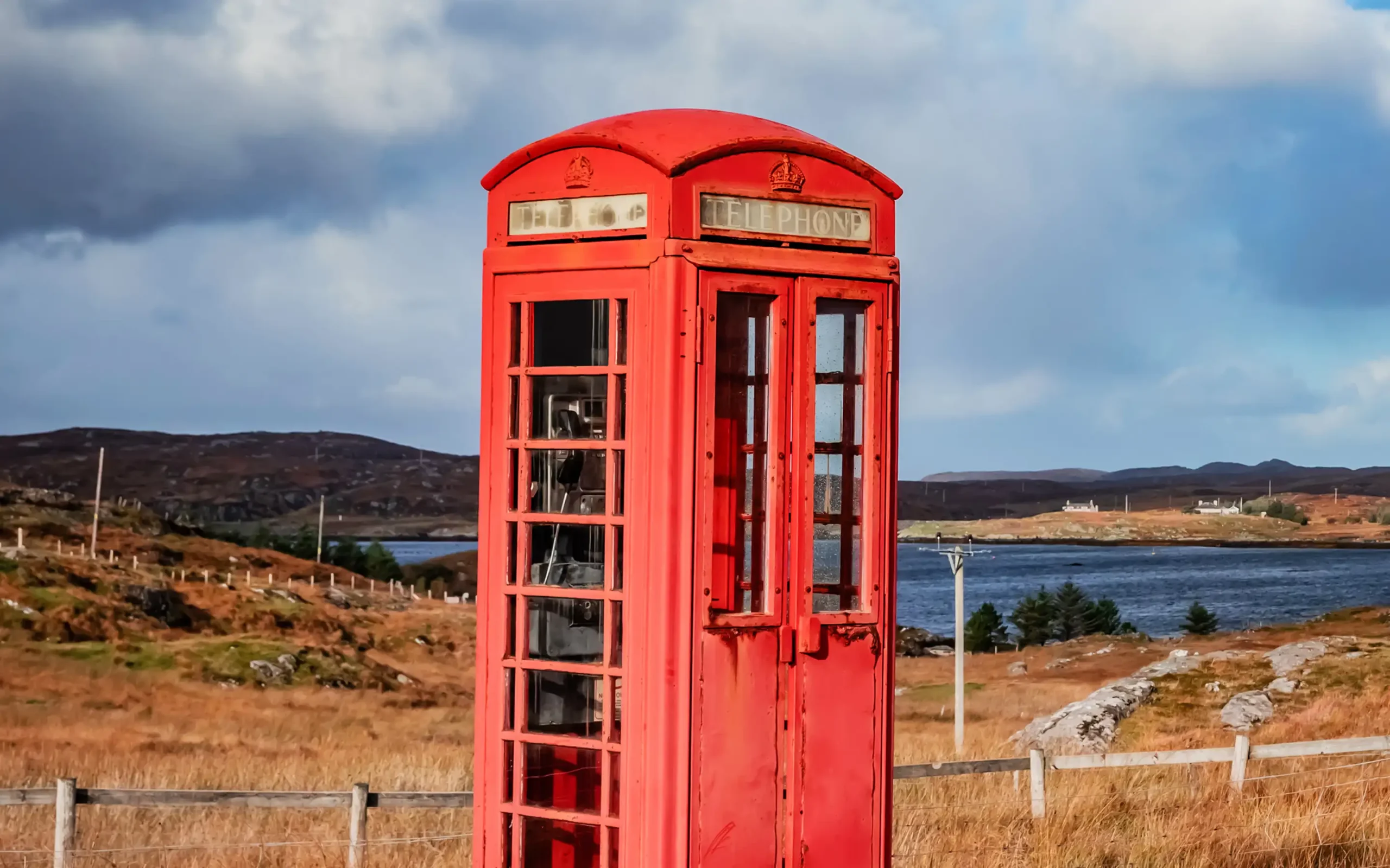 A telephone box in the countryside