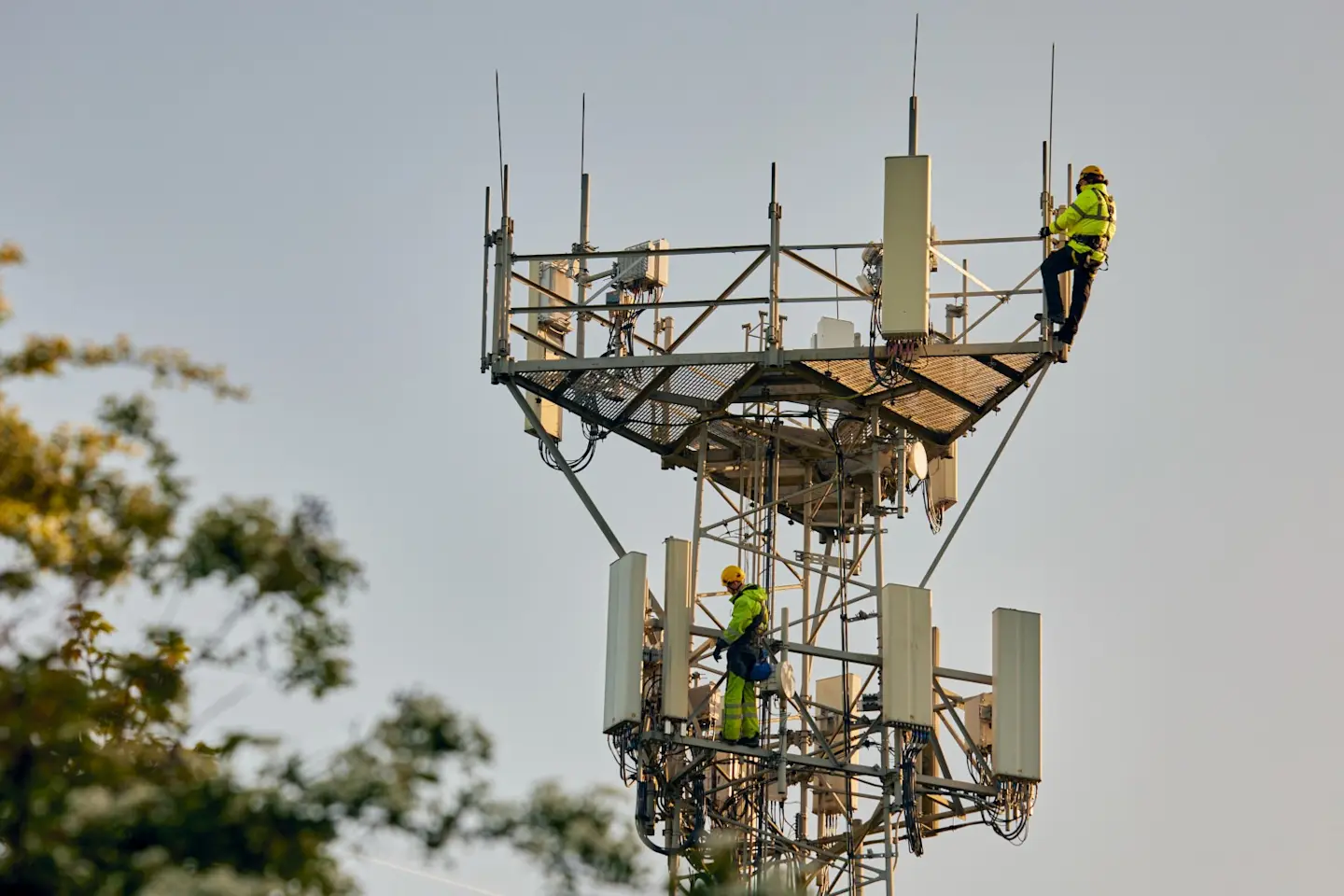 Engineers on a phone mast