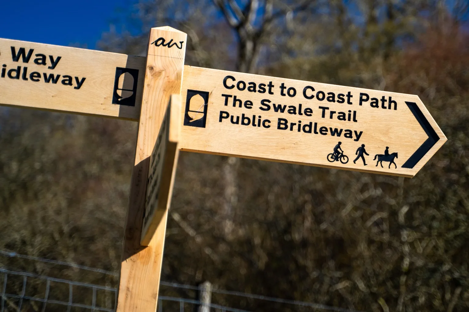 Sign showing direction to Coast to Coast trail.