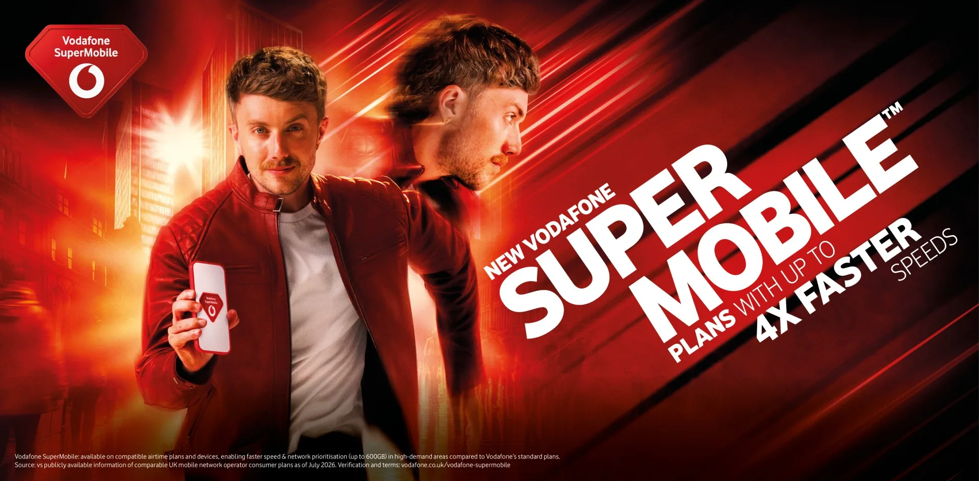 Graphic featuring Roman Kemp next to Vodafone SuperMobile logo.
