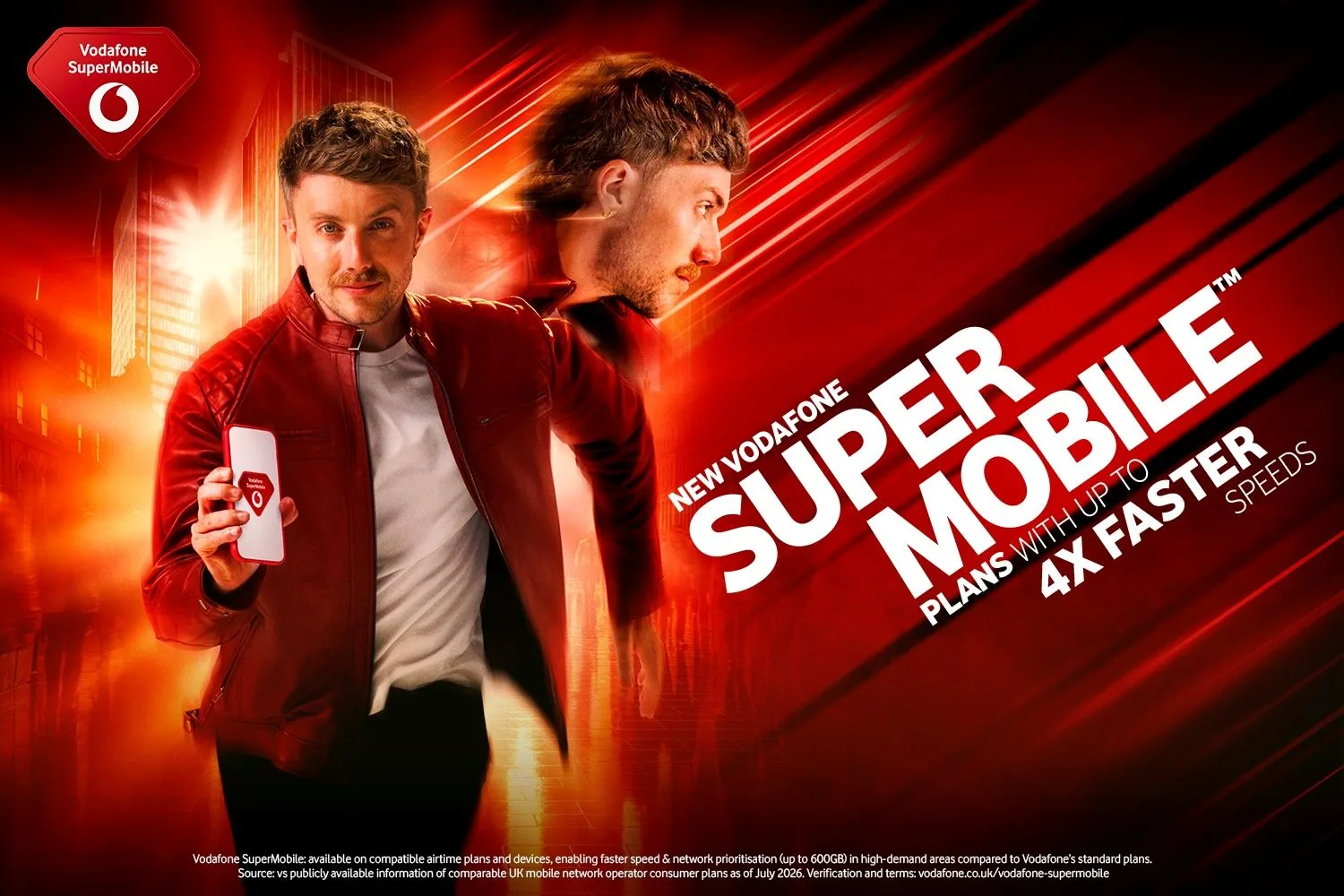 Graphic featuring Roman Kemp next to Vodafone SuperMobile logo.